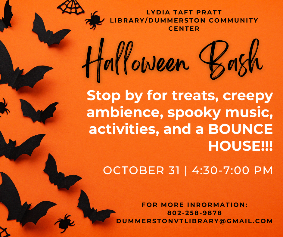 Lydia Taft pratt Library halloween bash dummerston community center and library halloween party 2025