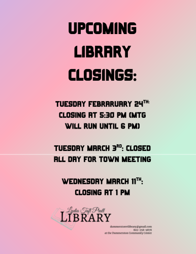 Upcoming Library Closings (1)